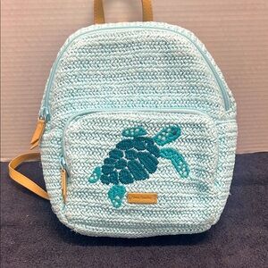 Vera Bradley Blue Woven Backpack with Turtle Design